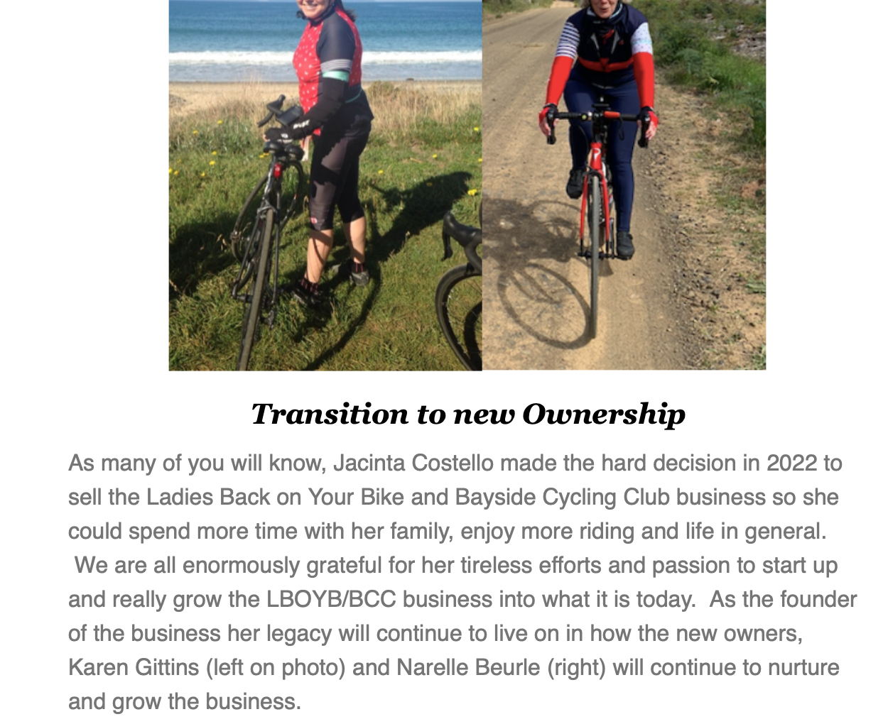 LBOYB/BCC JANUARY 2023 NEWSLETTER - Transition to new ownership & Summer is here again!